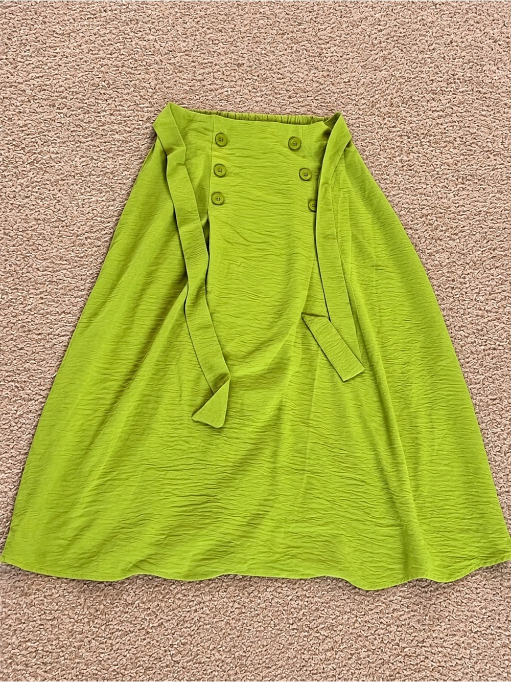 New York & Company Lime Green A-Line Skirt with Front Buttons